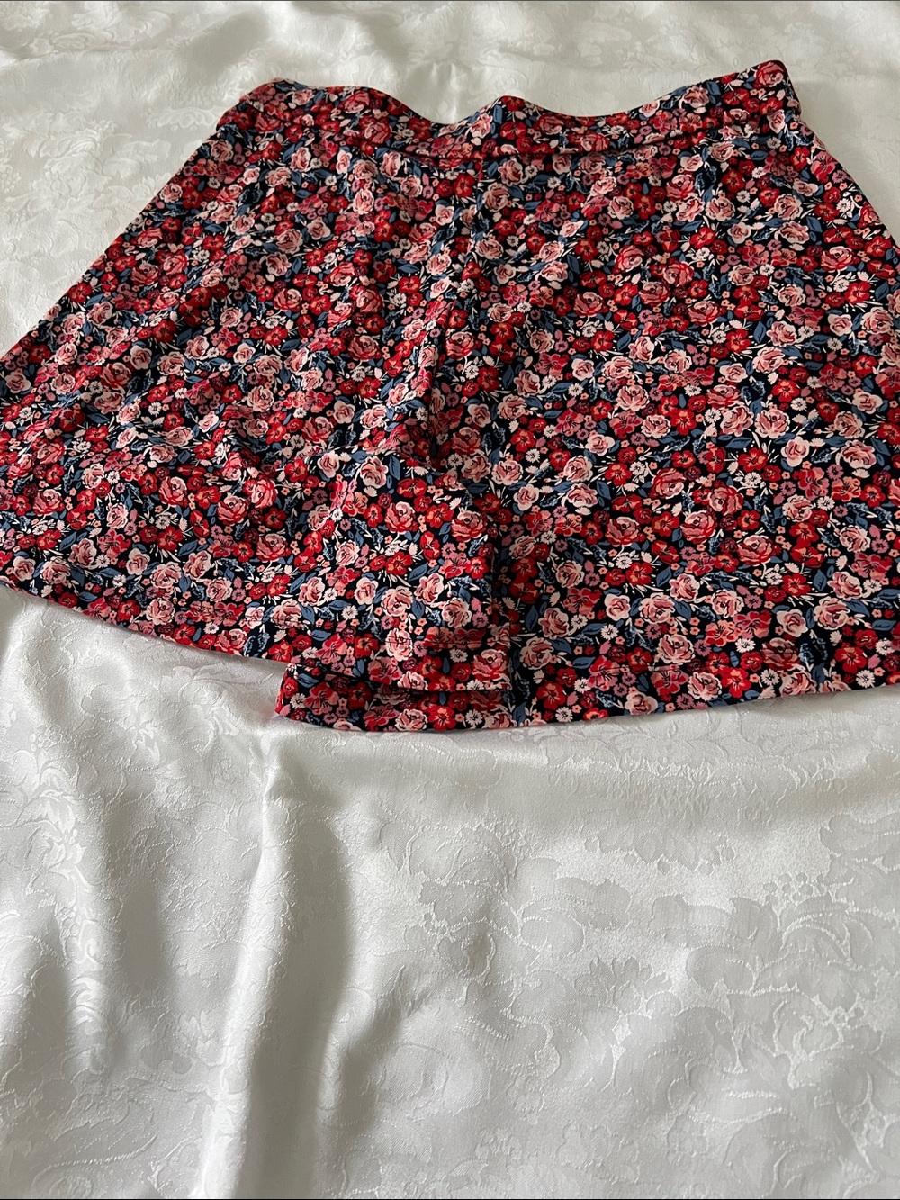 Floral A-Line Mini Skirt/shorts - Red Multi